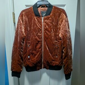 Collection B New York velour bomber quilted jacket size M